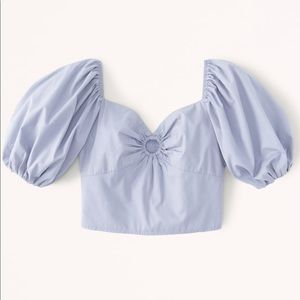 NWOT A&F puff sleeve poplin o ring top